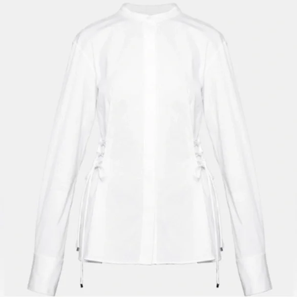 NWT THEORY WHITE LACED BUTTON DOWN, SIZE P - Picture 6 of 16